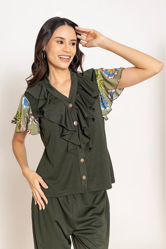 RUFFLED ACCENT CO-ORD SET