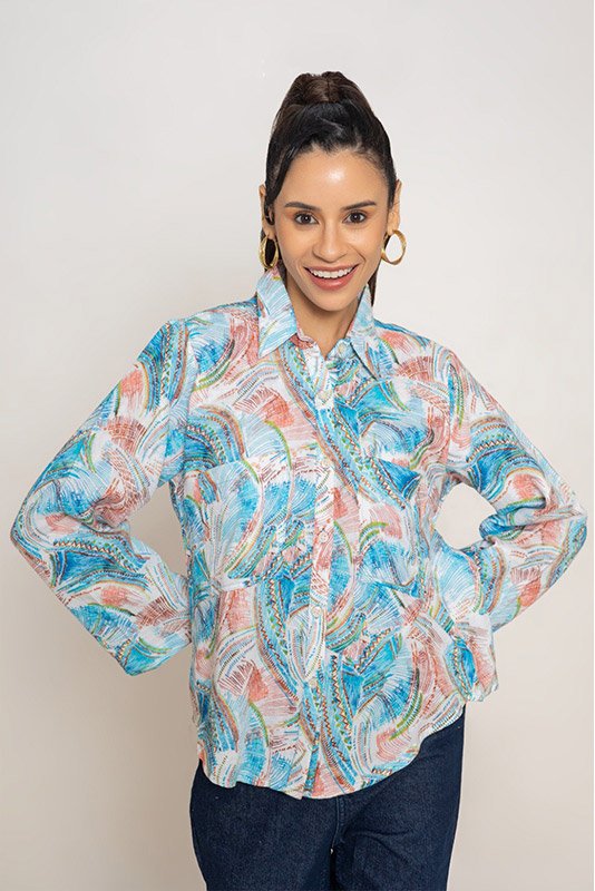 ABSTRACT WAVE PRINT SHIRT