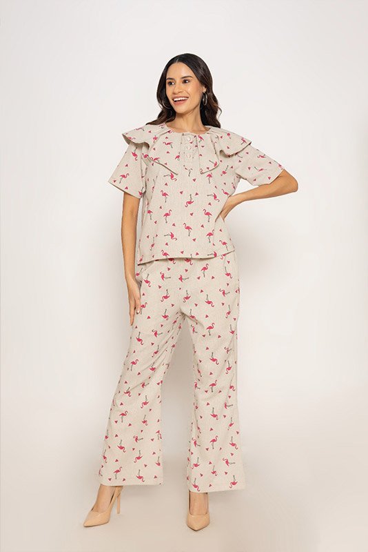 FLAMINGO LINEN PRINTED CO-ORD SET - Image 2